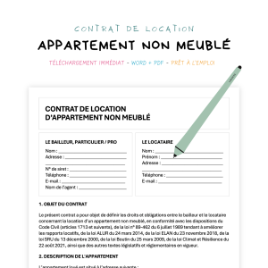Contrat de location d’appartement non meublé