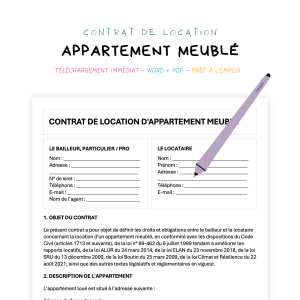 Contrat de location d'appartement meublé