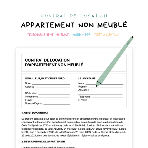 appartement non meublé Contrat de Location d’Appartement Non Meublé