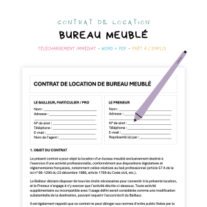 bureau meublé Contrat de Location de Bureau Meublé