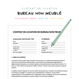 bureau non meublé Contrat de Location de Bureau Non Meublé
