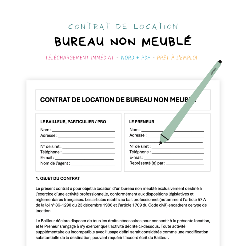 bureau non meublé Contrat de Location de Bureau Non Meublé