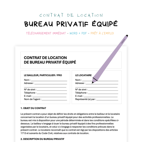 Contrat de Location de Bureau Privatif Équipé