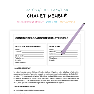 Contrat de Location de Chalet Meublé