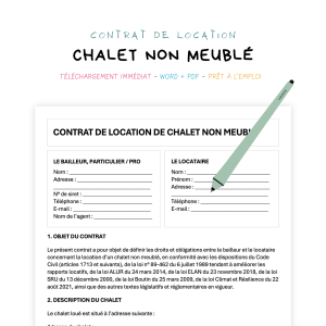 Contrat de Location de Chalet Non Meublé