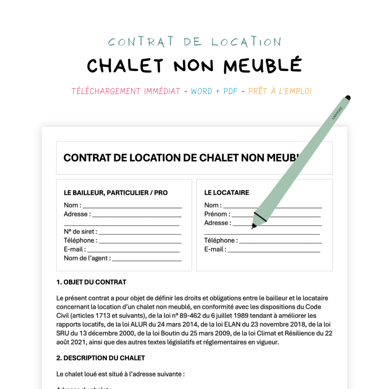Contrat de Location de Chalet Non Meublé