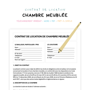 Contrat de Location de Chambre Meublée