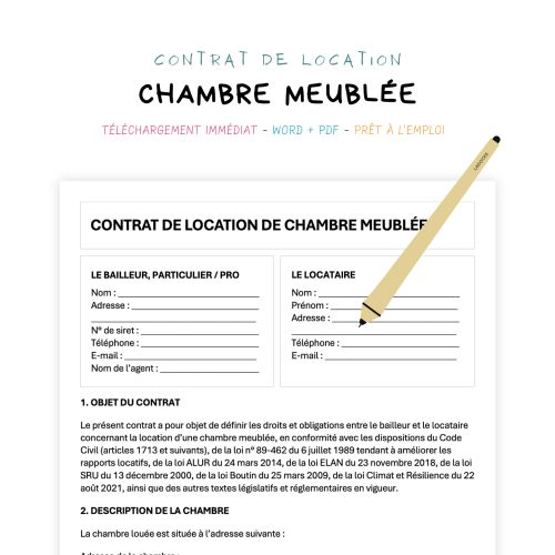 chambre meublée Contrat de Location de Chambre Meublée