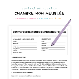 chambre non meublée Contrat de Location de Chambre Non Meublée