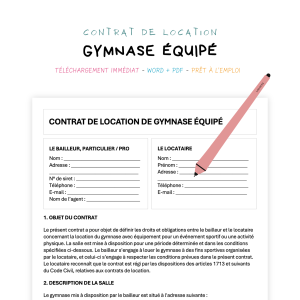 gymnase équipé Contrat de Location de Gymnase Équipé