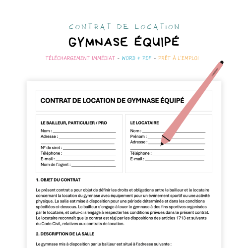 Contrat de Location de Gymnase Équipé