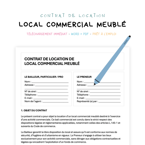 Contrat de Location de Local Commercial Meublé