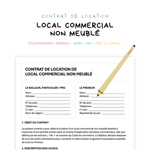 Contrat de Location de Local Commercial Non Meublé