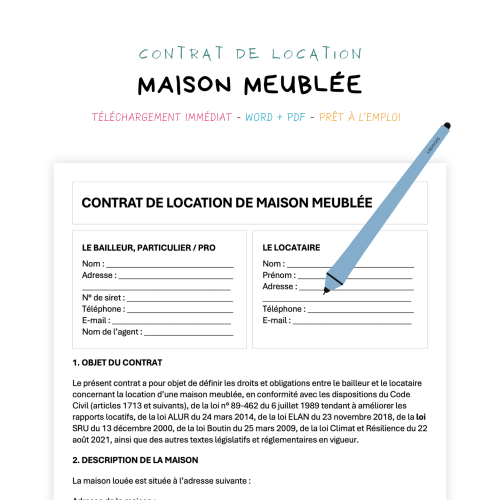 maison meublée Contrat de Location de Maison Meublée