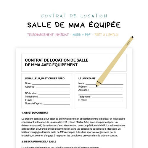 Contrat de Location de Salle de MMA Équipée
