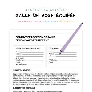 salle de boxe équipée Contrat de Location de Salle de Boxe Équipée