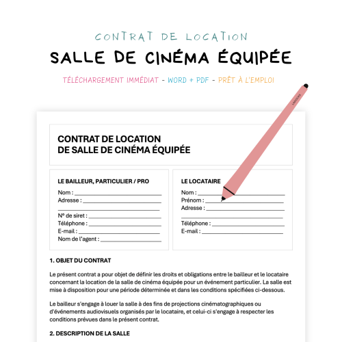 Contrat de Location de Salle de Cinéma Équipée