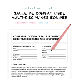 salle de combat libre multi-disciplines équipée Contrat de Location de Salle de Combat Libre Multi-Disciplines Équipée