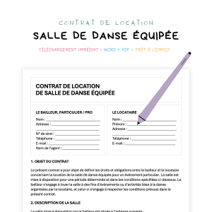 salle de danse équipée Contrat de Location de Salle de Danse Équipée