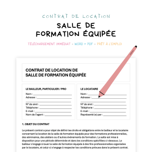 salle de formation équipée Contrat de Location de Salle de Formation Équipée