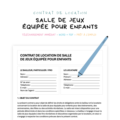 Contrat de Location de Salle de Jeux Équipée pour Enfants