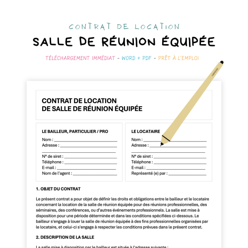Contrat de Location de Salle de Réunion Équipée