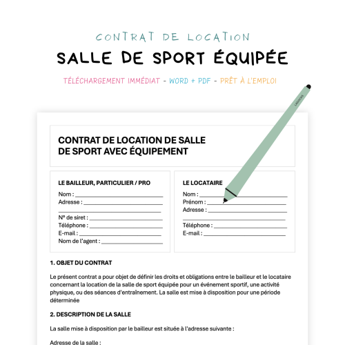 Contrat de Location de Salle de Sport Équipée