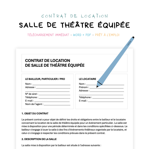 Contrat de Location de Salle de Théâtre Équipée