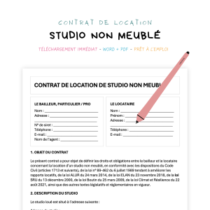 Contrat de Location de Studio Non Meublé