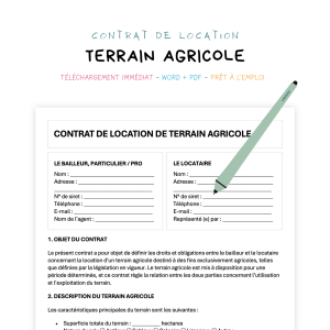 terrain agricole Contrat de location de terrain agricole