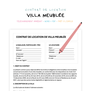 Contrat de Location de Villa Meublée