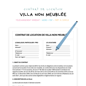 villa non meublée Contrat de Location de Villa Non Meublée