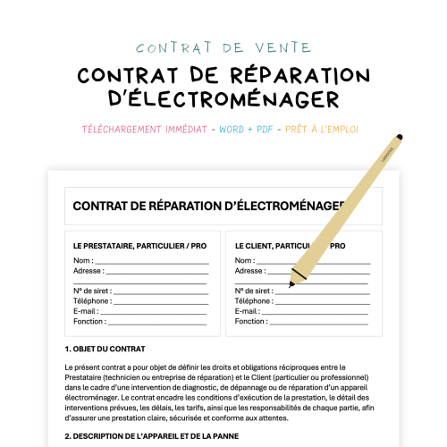Contrat de Réparation d’Électroménager