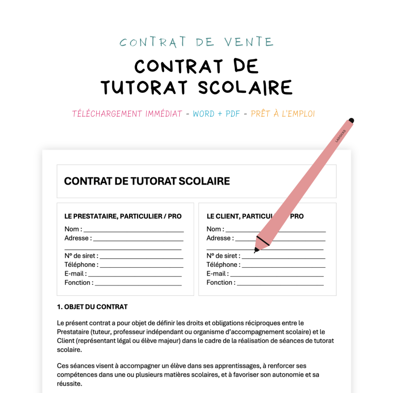 Contrat de Tutorat Scolaire