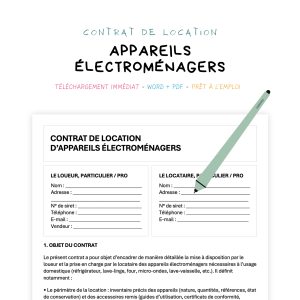 appareils électroménagers Contrat de Location d’Appareils Électroménagers