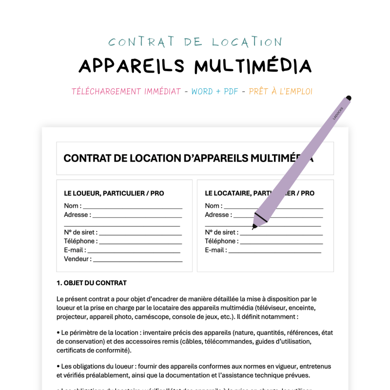 appareils multimédia Contrat de Location d’Appareils Multimédia
