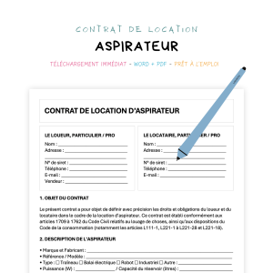 aspirateur Contrat de Location d’Aspirateur