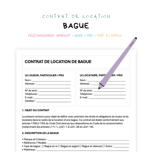 Contrat de Location de Bague