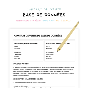 base de données Contrat de Vente de Base de Données