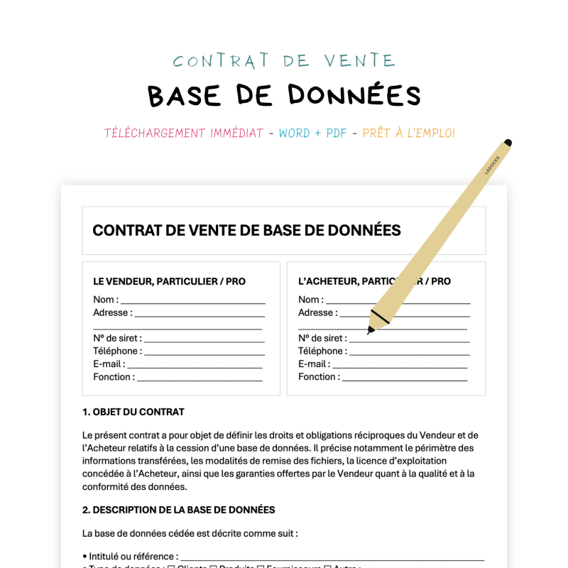 base de données Contrat de Vente de Base de Données
