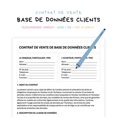 Contrat de Vente de Base de Données Clients