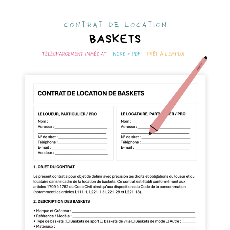 Contrat de Location de Baskets