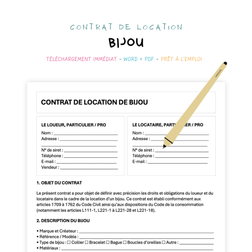 Contrat de Location de Bijou