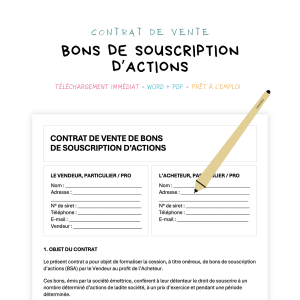 Contrat de Vente de BSA