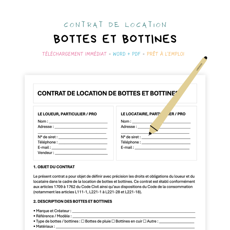 Contrat de Location de Bottes & Bottines
