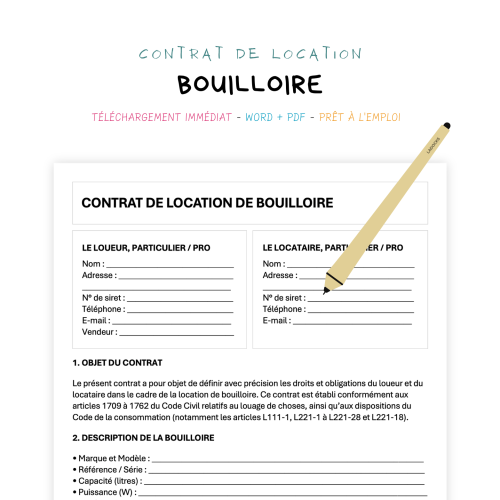 Contrat de Location de Bouilloire