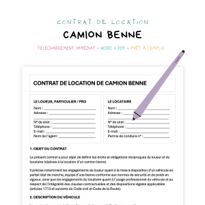 Contrat de Location de Camion Benne