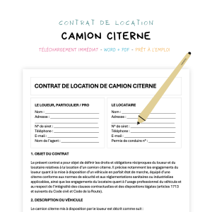 Contrat de Location de Camion Citerne