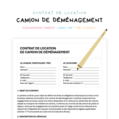 Contrat de Location de Camion de Déménagement