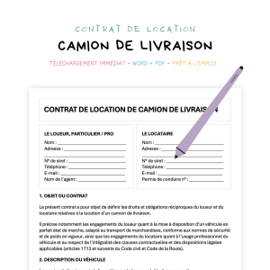 camion de livraison Contrat de Location de Camion de Livraison